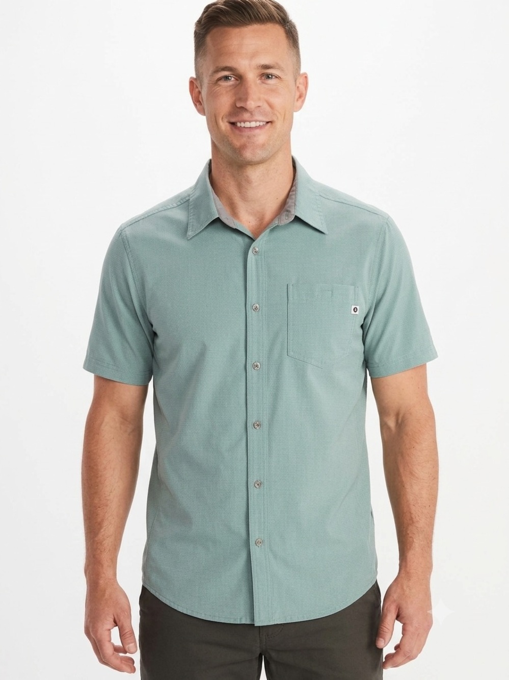 Marmot Mens Shirt Small Short Sleeves Green